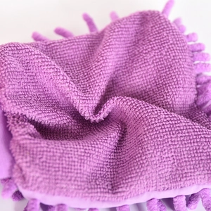 Gant de lavage auto épais en chenille violette avec microfibres ultra-absorbantes