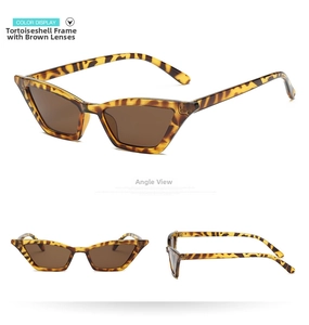 Detailed views of tortoise shell cat eye sunglasses with brown lenses from multiple angles