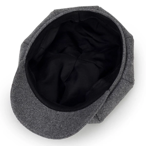 Classic grey newsboy cap for women featuring high-quality wool fabric and black inner lining