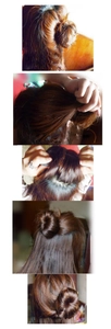 Tutoriel étape par étape pour chignon en cheveux synthétiques brun foncé et coiffage