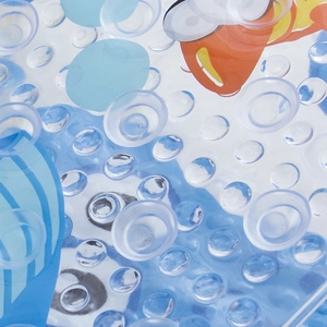 Cartoon fish anti-slip bath mat with suction cups for safety in shower and bathtub