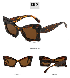 Vues détaillées des lunettes de soleil papillon écaillées rétro à monture ondulée