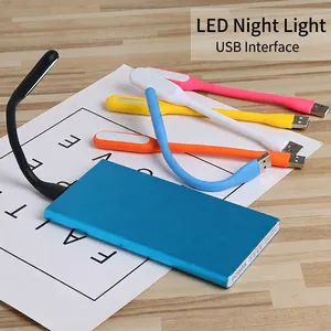 Portable colorful USB mini LED night lights with flexible silicone tubes on desk