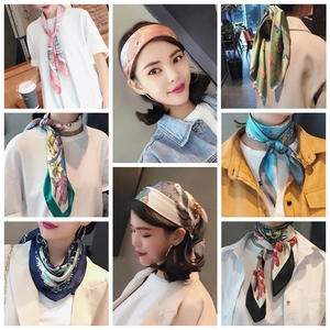 Silk square scarf for women in multiple colors shown with versatile styling on models