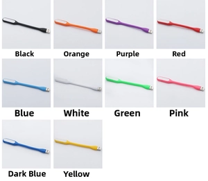 Macro display of 10 colorful portable USB LED mini lights with flexible silicone body