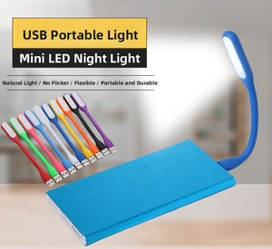Macro view of flexible colorful USB LED night lights with adjustable silicone lamp body