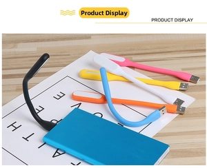 Close-up of flexible silicone USB LED mini night lights in six assorted colors