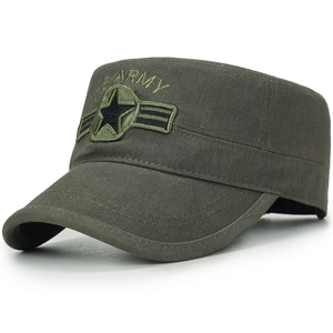 Berretto militare classico in cotone verde oliva con ricamo dettagliato U.S. ARMY