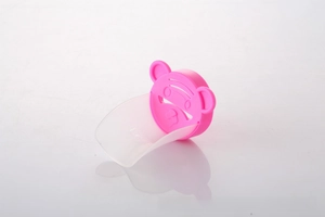 Detailed side view of pink crab faucet extender for kids showing silicone and PP structure