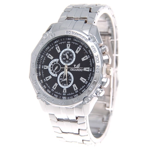 Men Wristwatch Alloy Metal Strap Round Dial Decorative Chronograph Business Casual Fashion Watch Quartz Movement