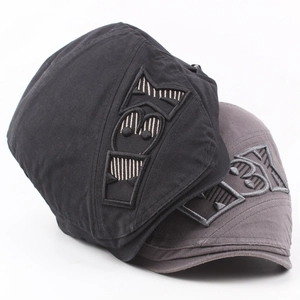 Cotton ivy caps in black and grey colors with 3D M3 embroidery on white background