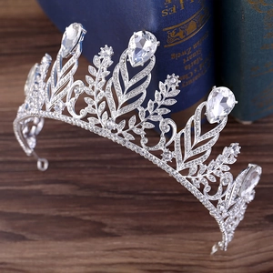 Vintage silver baroque crown tiara with sparkling rhinestones for elegant bridal wear