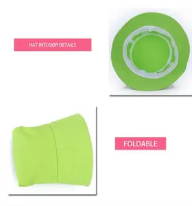 Dettaglio della struttura interna del cappello a secchiello verde pieghevole