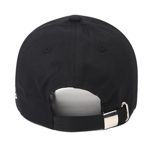 Adjustable black cotton baseball cap featuring unique three rings and side embroidery detail
