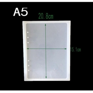 A5 DIY silicone notebook cover mold with 6 holes, measuring 20.8cm by 15.1cm