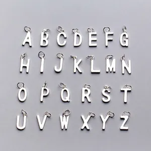Pendentifs Lettres Alphabet Anglais 26 en Argent Sterling S925 pour Création de Bijoux DIY Accessoires Bracelet Collier