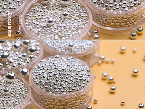 Detailed view of polished S925 sterling silver loose beads for DIY jewelry making