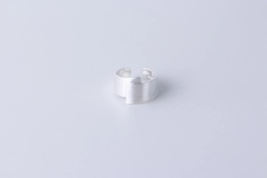 Detailed view of S925 sterling silver ring featuring a brushed matte finish and open design