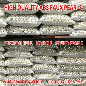 Round Faux Artificial Pearl Beads ABS Plastic For DIY Jewelry Making Necklaces Clothing Accessories White Cream Round Spacers