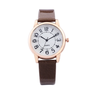 Women's quartz watch with rose gold case, pearl dial and shiny brown leather strap
