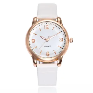 Detailed macro view of white crocodile pattern leather strap on rose gold quartz watch