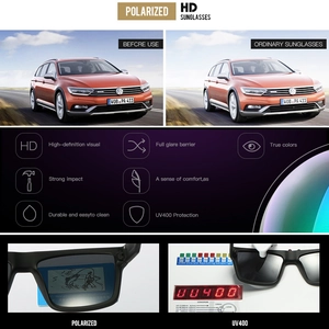 Polarized sports sunglasses with UV400 protection and black square frame for men