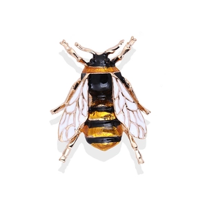 Fashion Honey Bee Brooch Pin Alloy Enamel Rhinestone Faux Artificial Pearl Animal Jewelry For Women Apparel Decor