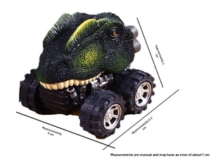 Mini dinosaur pull-back toy car with dimensions of 6.5cm length and 6cm height