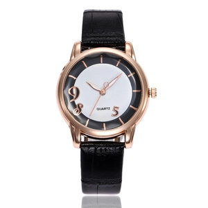 Women Quartz Watch Alloy Case Crocodile Pattern PU Leather Strap Round Analog Wristwatch Elegant Simple Ladies Accessory