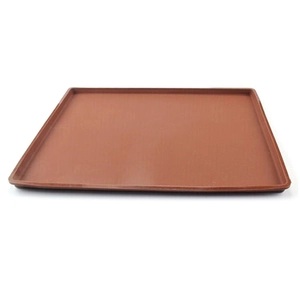Brown rectangular silicone baking mat with raised edges for Swiss rolls and cakes