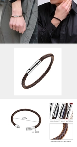 Guide des tailles détaillé pour bracelet homme en cuir tressé avec fermoir magnétique