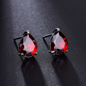 Pear Shaped Cubic Zirconia Stud Earrings Copper Water Drop Three Prong Set Elegant Minimalist Fashion Jewelry For Women