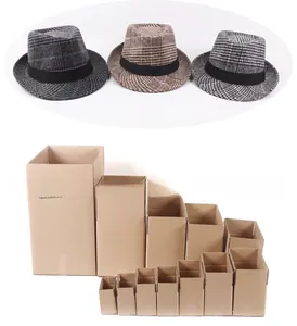 Men's wool fedora hat with multiple plaid patterns and crush-resistant packaging box
