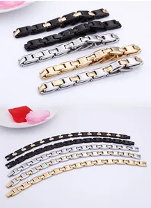 Classic two-tone business men's titanium steel bracelets in assorted metallic finishes