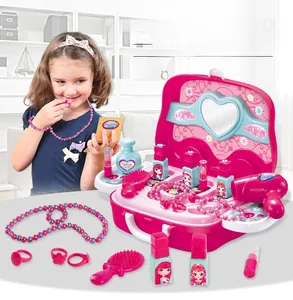Coffret de coiffeuse enfant en valise avec miroir et accessoires de maquillage