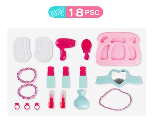 Set de maquillage et coiffure pour enfants 18 pièces avec accessoires de vanité roses