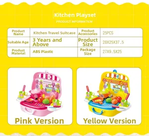 Tableau des spécifications pour le set de cuisine enfant 25 pièces en valise portable