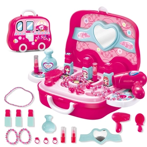 Coffret de beauté pour enfants avec miroir et accessoires de maquillage factices colorés