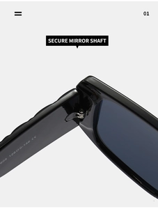 Macro shot of durable metal hinge and CE certification mark on black sunglasses frame
