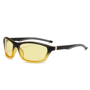 Outdoor sports sunglasses with dual-tone black yellow frame and yellow tinted lenses