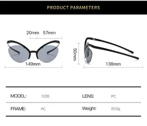 Tableau des tailles détaillé pour lunettes papillon avec dimensions et spécifications PC