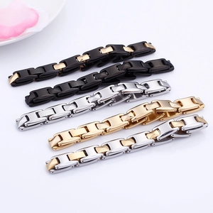 Business style stainless steel bracelets for men in diverse two-tone finishes