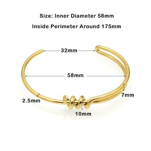 Gold-plated minimalist woven bow knot open bangle bracelet for women with 58mm inner diameter