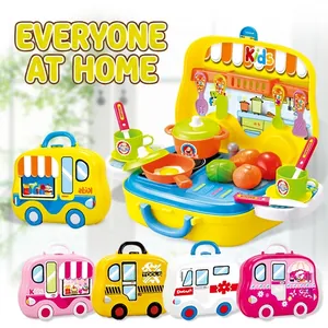 Jeu de cuisine pour enfants en mallette portable jaune avec divers accessoires
