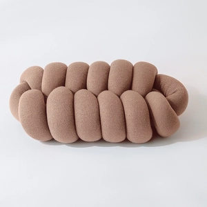 Knot decorative pillow in beige knitted fabric for home office and sofa decoration