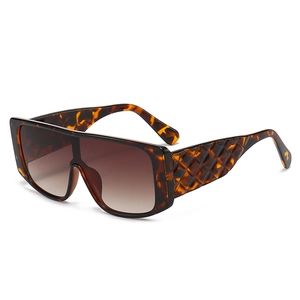 Tortoiseshell oversized shield sunglasses with gradient lenses and embossed temples