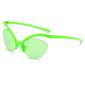 Lunettes de soleil papillon vert fluo pour femmes avec monture ondulée et verres œil de chat