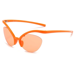 Lunettes de soleil papillon tendance orange vif pour femmes avec monture ondulée