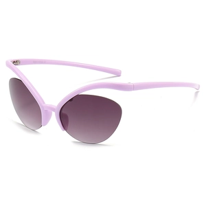 Lunettes de soleil papillon violettes avec monture demi-cerclée et verres dégradés