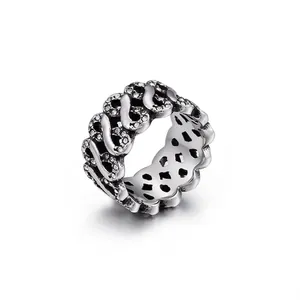 Vintage Unendlich Band Ring Edelstahl Mikro Pave Zirkon Punk Retro Hohl Schmuck Für Frauen